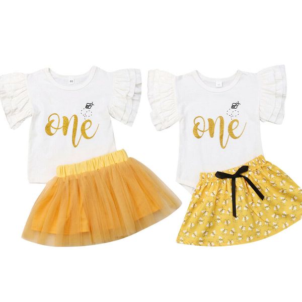

newborn baby girl clothes set ruffle romper/t-shirt skirt summer short sleeve girls outfits clothes 2pcs, Pink;blue