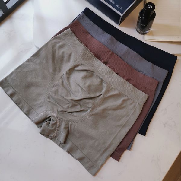 

non-sensational men's underwear 1.0 seamless youth solid color boxer pants mid-waist breathable underwear boxed boxer pants, Black;white