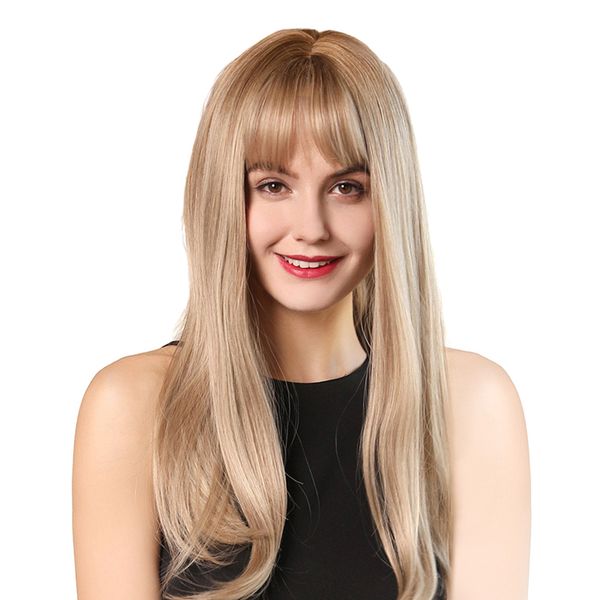 

24 inch women's straight wig cosplay daily synthetic wigs resistant, Black