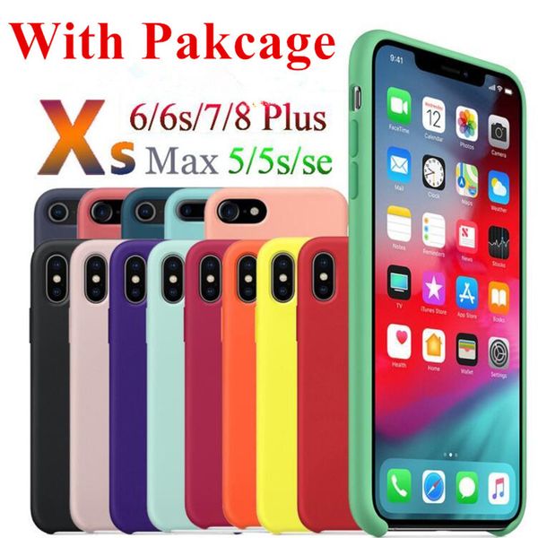 

original official liquid solid silicone gel rubber shockproof phone case cover for apple iphone 11 xs max xr x 8 plus 7 6 6s with retail box
