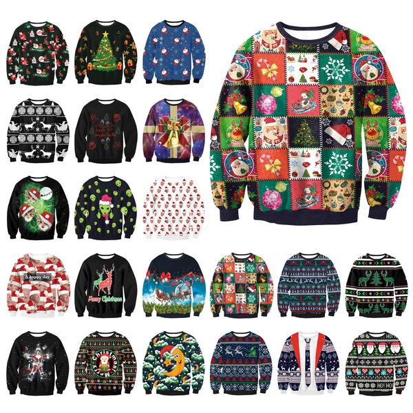 

men women 2019 ugly christmas sweater vacation santa elf funny womens men sweaters autumn winter clothing, White;black