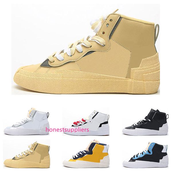 

sacai x blazer mid ldv running shoes mens maize navy university blue black white green women sports sneaker trainer