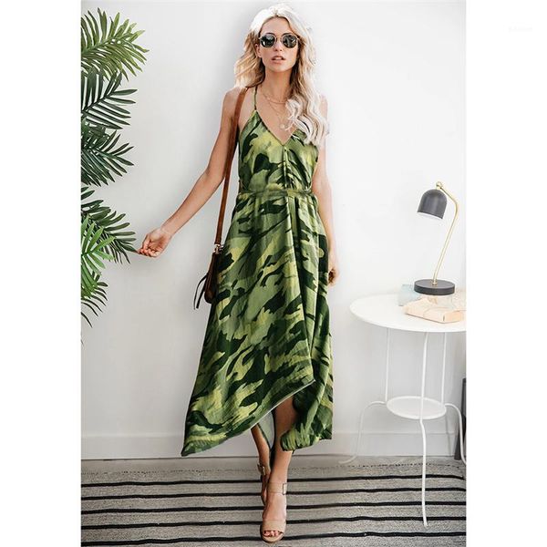 

camouflage asymmetrical dress fashion women cross strap backless peplum dress brief casual dresses v neck, Black;gray