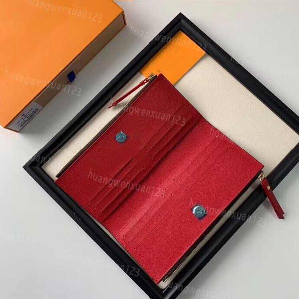 

wholesale designer long wallet girls flowers pu coin purse 12 screens card holder women zipper pocke with orange box card 61269, Red;black
