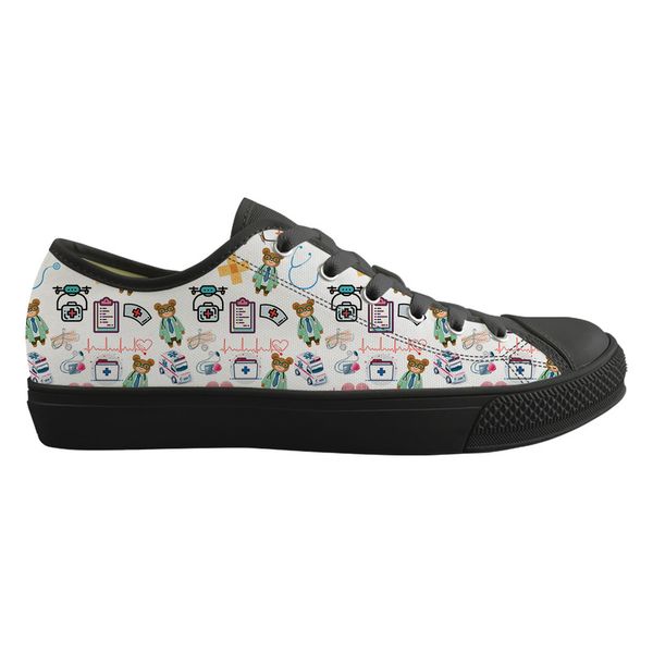 

sneakers women flats nurse shoes 2020 women 3d cute cartoon doctor syringe printed lace-up comfortable canvas shoes, Black
