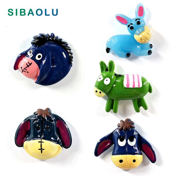 

5pcs lifelike donkey fridge magnet cartoon animal whiteboard sticker resin refrigerator magnets home diy decoration accessories