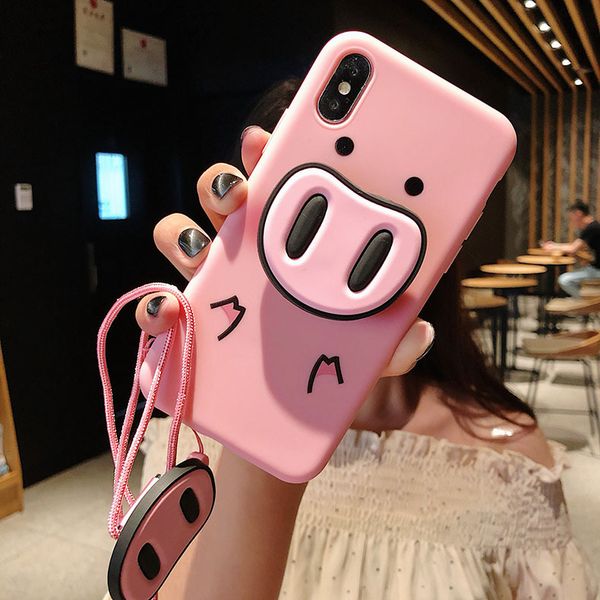 

pink tpu soft phone case for iphone 11 pro x xs max xr cute cartoon pig case for iphone 6 s 6s 7 8 plus cases cover silicone nose