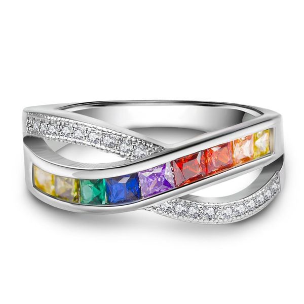 

colorful cz zircon stone silver band rings for women fashion wedding engagement ring jewelry 2019