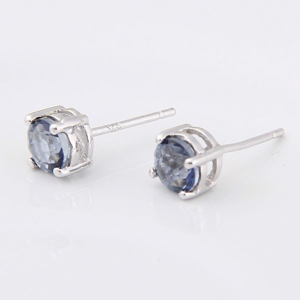 

wholesale-5mm mystic quartz-iolite 925 sterling silver natural gemstone stud earrings fine jewelry women gift fashion new y18110110, Golden;silver