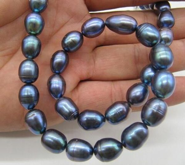

10-11 mm natural tahitian black pearl necklace 18 ", Silver