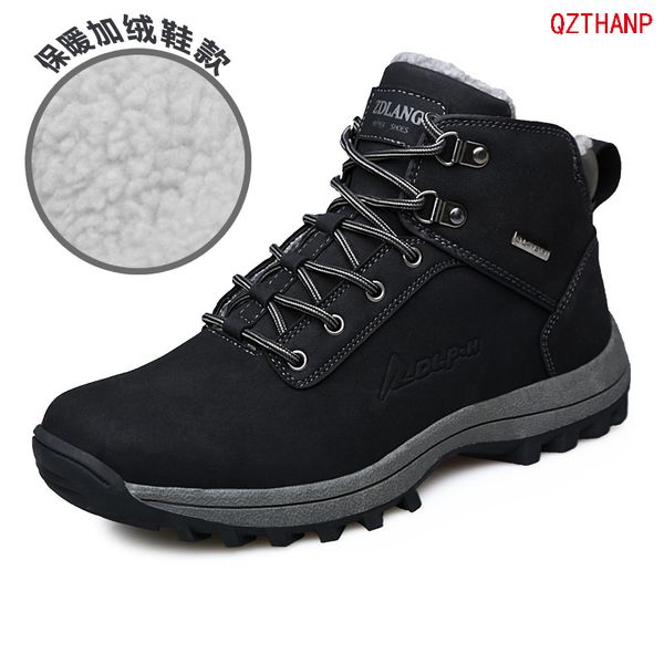 

2018 casual winter shoes men plus size 39-46 waterproofs men sneaker army pu leather ankle boots warm footwear, Black