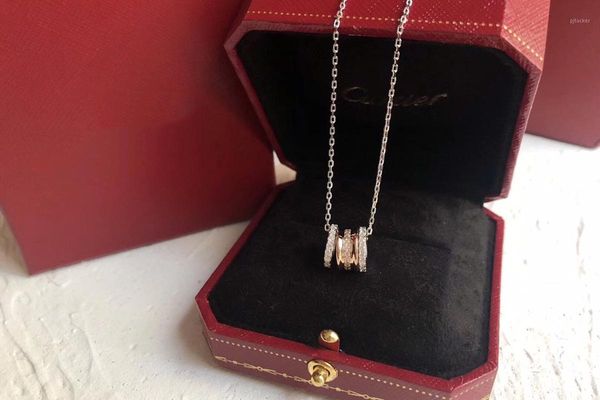 

three circles necklace pendant necklace s925 sterling silver plated thick gold for women's high jewelry christmas party gift1