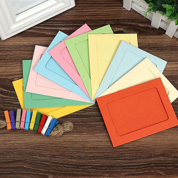 

10set diy wall picture paper p hanging 4" frame rope clip decoration