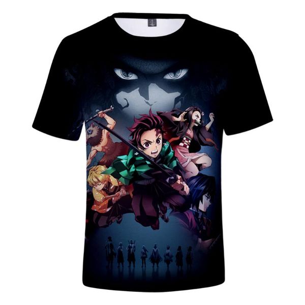 

new summer kpop ghost blade t shirt men women new fashion short sleeves 3d suitablejapanese anime demon slayer tees, White;black