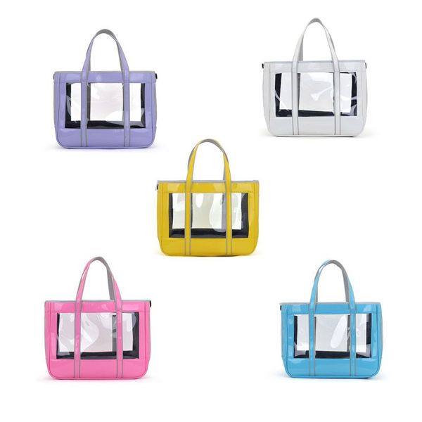 

pet carrier 4-sided transparent puppy travel space handbag breathable mesh shoulder bag for cats dog outdoor use 35ef
