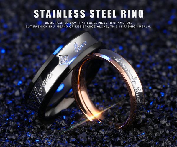 

glamour wedding couple ring titanium steel ring men's and women's fashion anniversary jewelry romantic couple's commitment an, Silver
