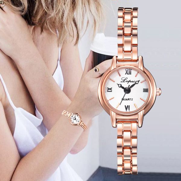 

simple casual luxury quartz wrist watch women gift clock fashion round dial alloy steel strip female bracelet watch kol saati #w, Slivery;brown