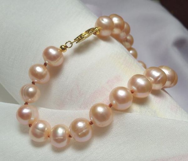 

genuine 9-10mm ++ south sea pearl bracelet 7.5-8" 14k gold, Black