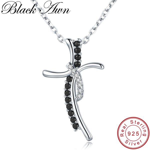 

черный awn] 925 серебряное ожерелье sterling для женщин элегантный ожерелья подвески trendy крест ювелирные изделия стерлингового серебра k, Silver
