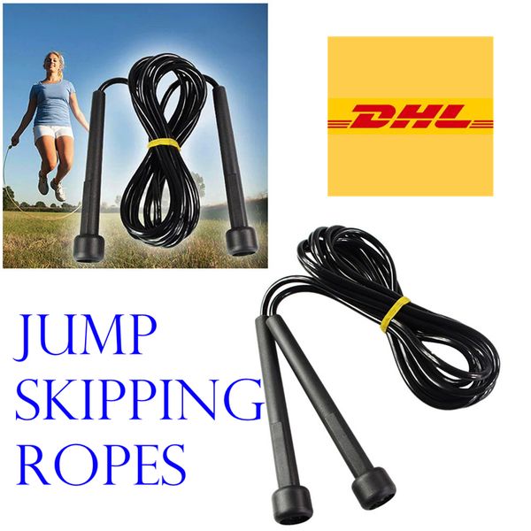 

dhl shipping wholesale 2.6m steel wire skip rope cable steel adjustable fast speed hip pvc handle jump ropes training boxing exercises