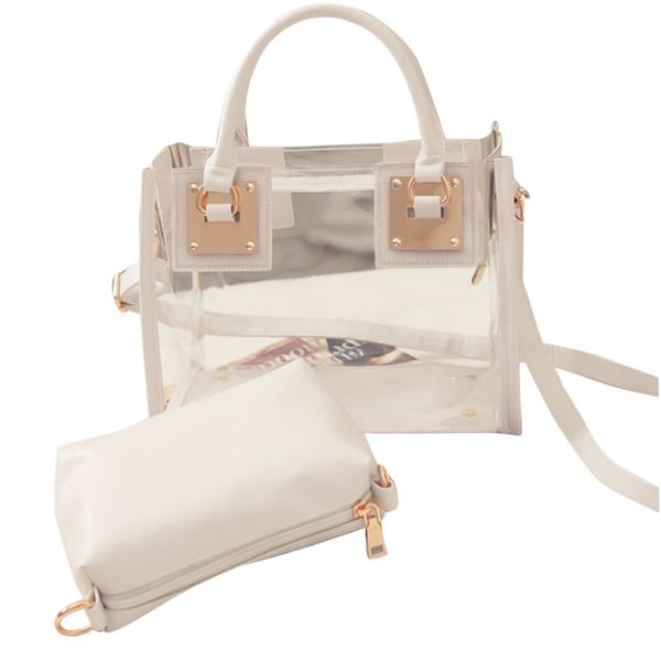 

new 2019 transparent pvc shoulder bag women candy color jelly bags purse solid color handbag large capacity crossbody tote #10