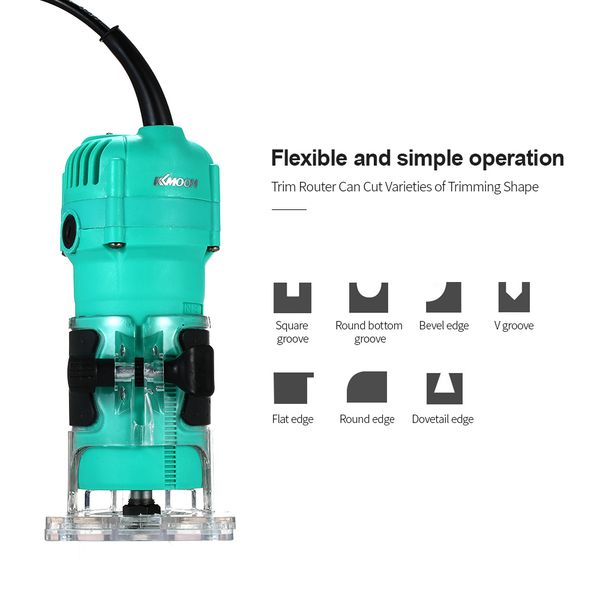

kkmoon 110v 800w trim router electric trimmer compact palm router corded for woodworking trimming slotting notching plastomer