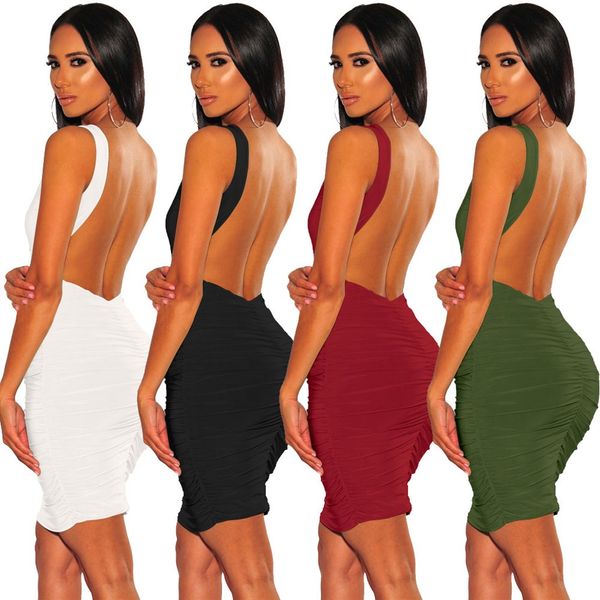

summer dress 2019 fashion fashion womens bodycon sleeveless slim hollow fold cocktail party dress vestidos de festa 38, Black;gray