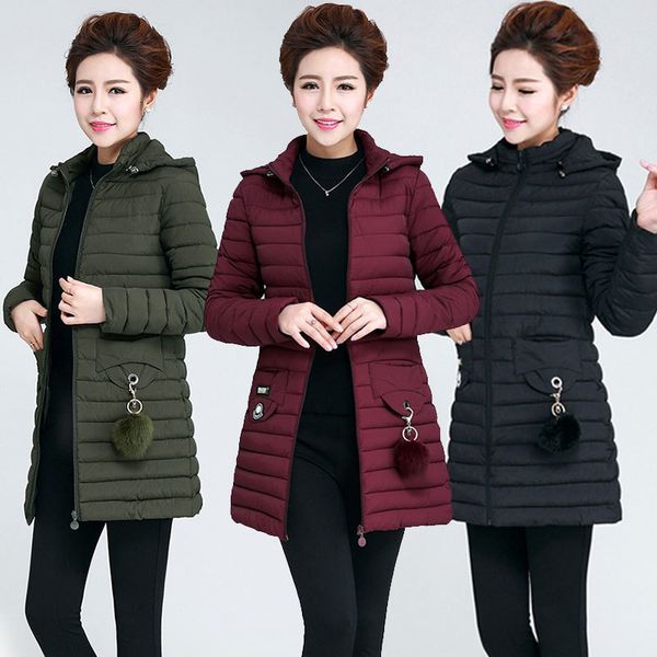 

frivolous cotton girls long fund self-cultivation thin mom down cotton-padded clothes winter suit-dress cotton-padded jacket, Black