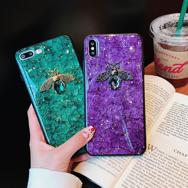 

luxury diamond bee glitter marble silicone case for iphone 7 8 6 plus x xr xs 11 pro max cover for samsung galaxy s8 s9 s10 note