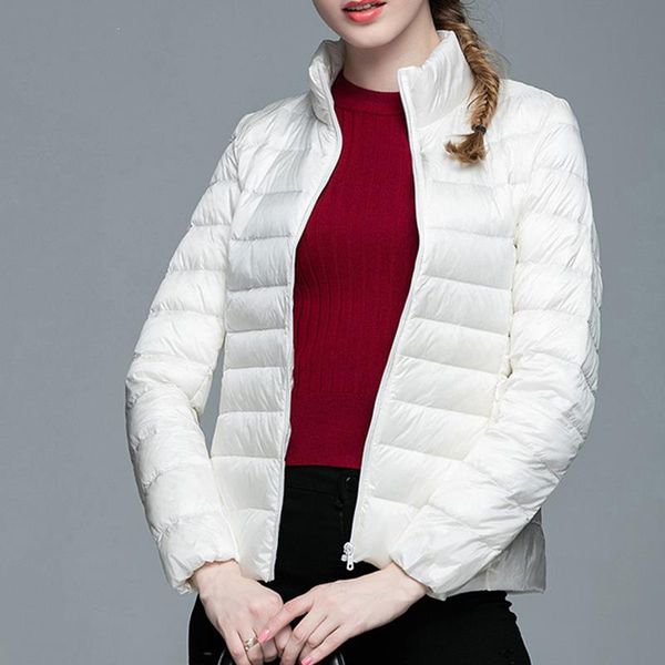 

fashion warm long sleeve jacket winter solid color down casual jacket women new slim stand collar, Black