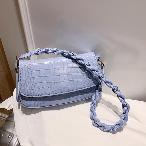 

крокодил шаблон площади tote мешок 2020 новая мода качество кожи женская дизайнерская сумка плетение плечевой ремень сумки на ремне