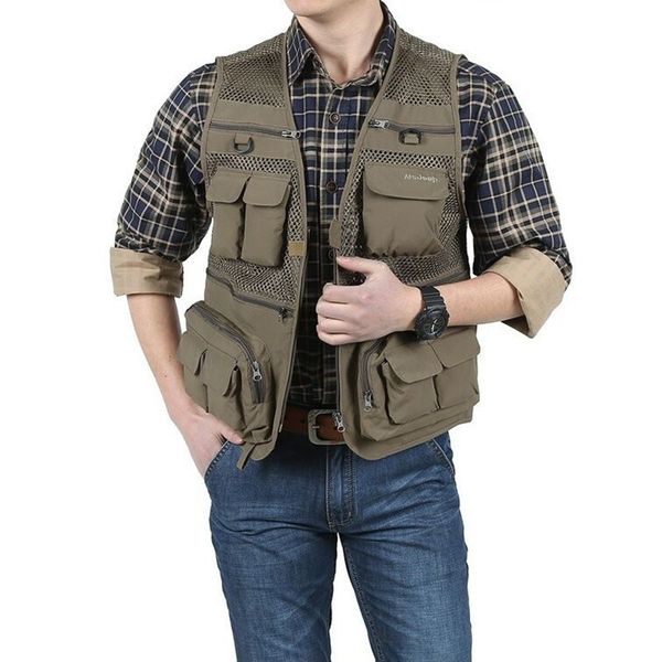 

outdoor multi pocket fishing pgraphy tactical vests men quick dry thin polyester sleeveless waistcoat male meah colete pesca, Gray;blue