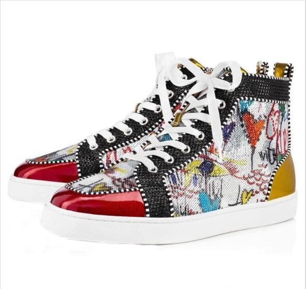 

designs shoes spike junior calf low cut mix 20 red bottom sneaker luxury party wedding shoes genuine leather spikes casual size36-46 cs05, Black