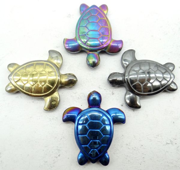 

natural quartz crystal titanium hematite hand-carved tortoise gem pendant for diy jewelry making necklace accessories1pcs a2, Silver