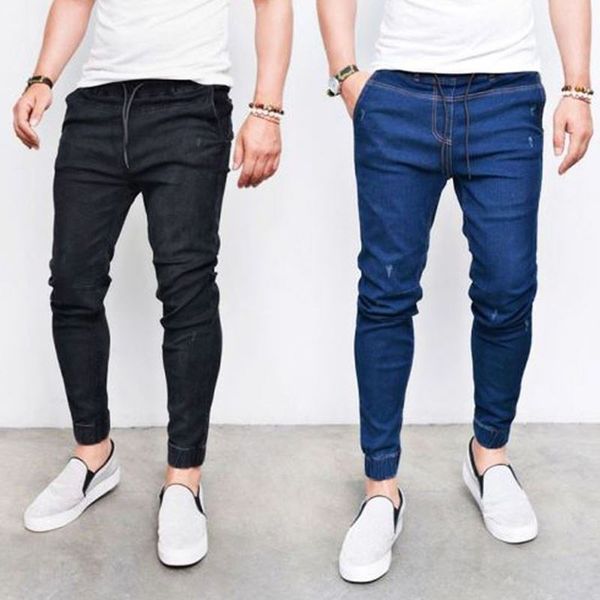 

2020 long denim jeans for men male pencil pants trous, Blue