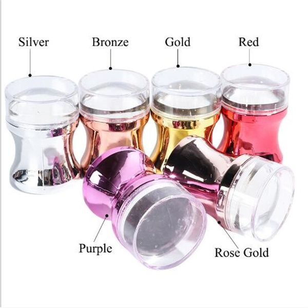 

new health 3pcs silicone nail stamper scraper set metallic handle nail art stamp for stamping polish print manicure image plate tool, White