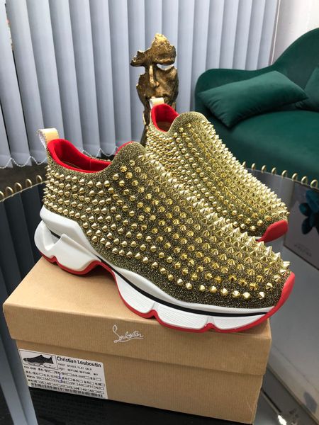 

fast delivery new style high-end luxury men's casual sneakers triple fashion men's brand men's shoes platform studded shoes s, Black