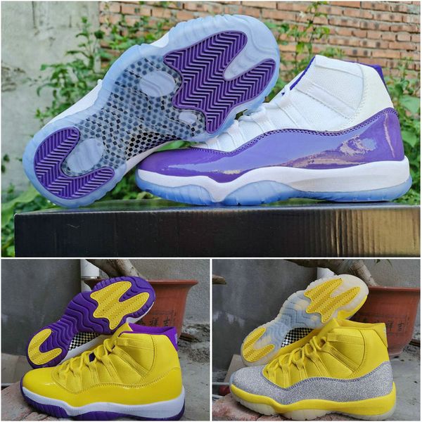 

2020 new 11 xi wmns metallic silver yellow 11s mens basketball shoes white purple jumpman sports trainers sneakers