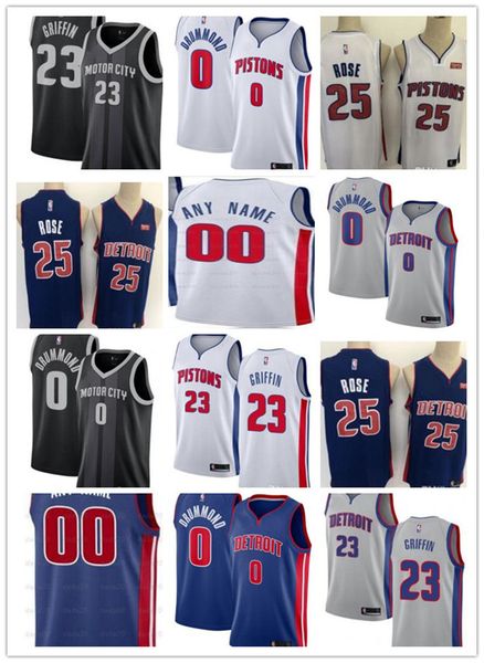 

mens womens youth detroit 23 blake griffin 0 andre drummond derrick 25 rose custom basketball jerseys piston navy black white
