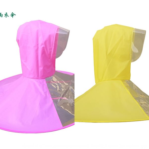

head-mounted raincoat fishing waterproof breathable hat umbrella poncho eva cloak cloak folding umbrella hat, Red;brown