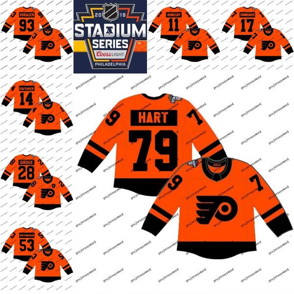 

#79 Carter Hart 2019 Stadium Series Philadelphia Flyers 28 Claude Giroux 14 Sean Couturier 17 Wayne Simmonds 93 Jakub Voracek Hockey Jerseys
