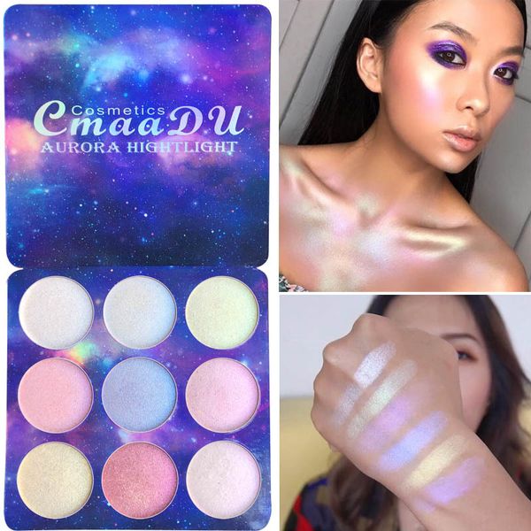 

femeqi 9 color shimmer eyeshadow palette matte highly pigmented waterproof face lips highlighter sequin glitter palette cosmetic