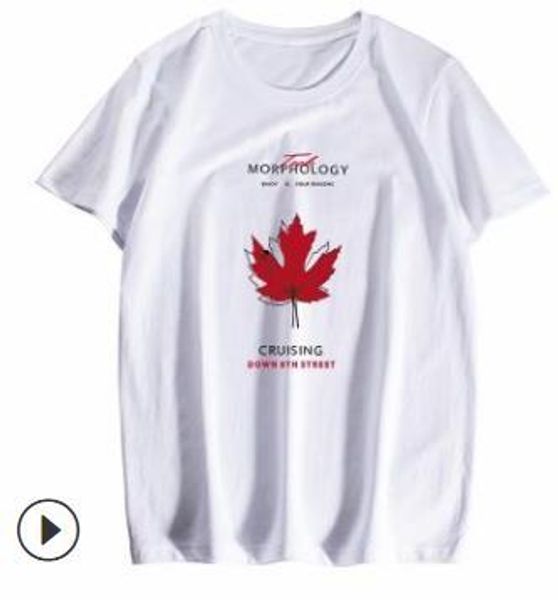 

the latest summer men's maple leaf printed round neck short sleeve t-shirt men's fashion brand in 2020, White;black