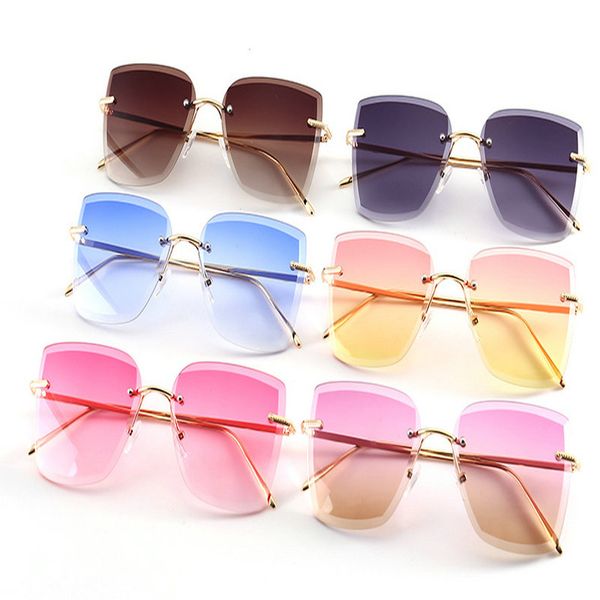 

rectangular gradient sunglasses fashion oversized blue yellow gradient sunglasses women 2019 luxulry brand designer red rimless metal female