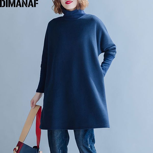 

dimanaf плюс размер женщина толстовка сгущает водолазка женщина топы рубашки осень зима с длинным рукавом большого размером свободный хлопко, Black