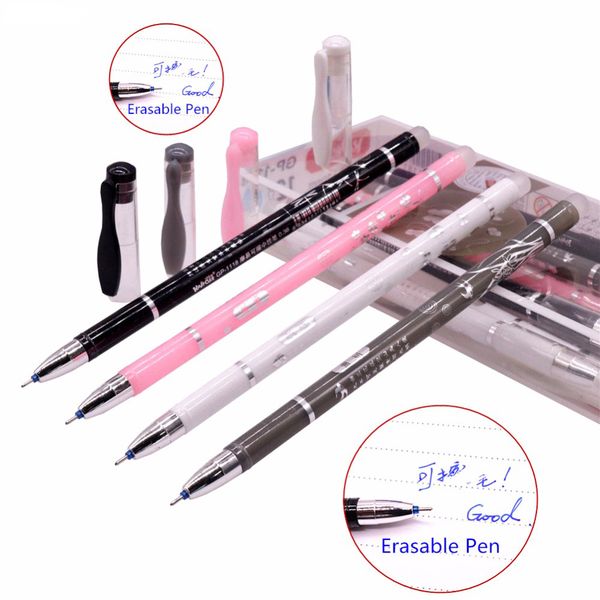 

12 pcs 0.38mm erasable gel ink pen student school office writing supplies plastic material blue refill