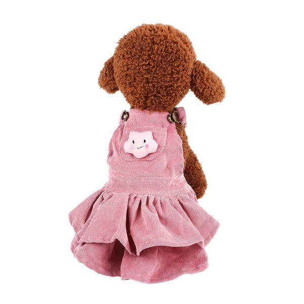 

2019 new bichon dog autumn and winter corduroy clothing pet clothes strap skirt t-shirt sets