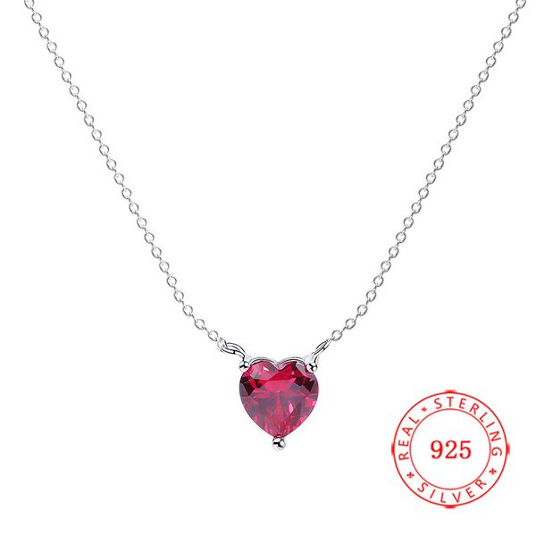 

100% 925 серебро родий покрытия красного сердца ожерелье 2020 самых продаваемые ювелирных изделий для девочек оптом, Silver