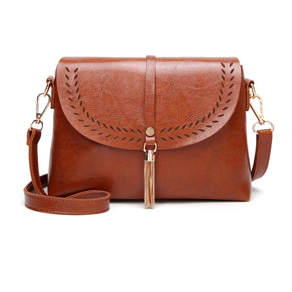 

2019 fashion bags women retro simple shoulder messenger bag solid color tassels pu leather crossbody bags
