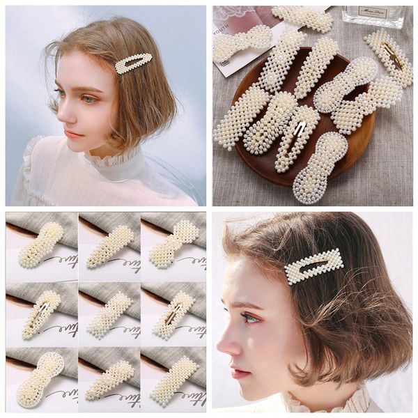 

fashion hairpins simulated pearl hair clips for women girls elegant wedding party hair clip korea hair jewelry mix designs hz, Golden;silver
